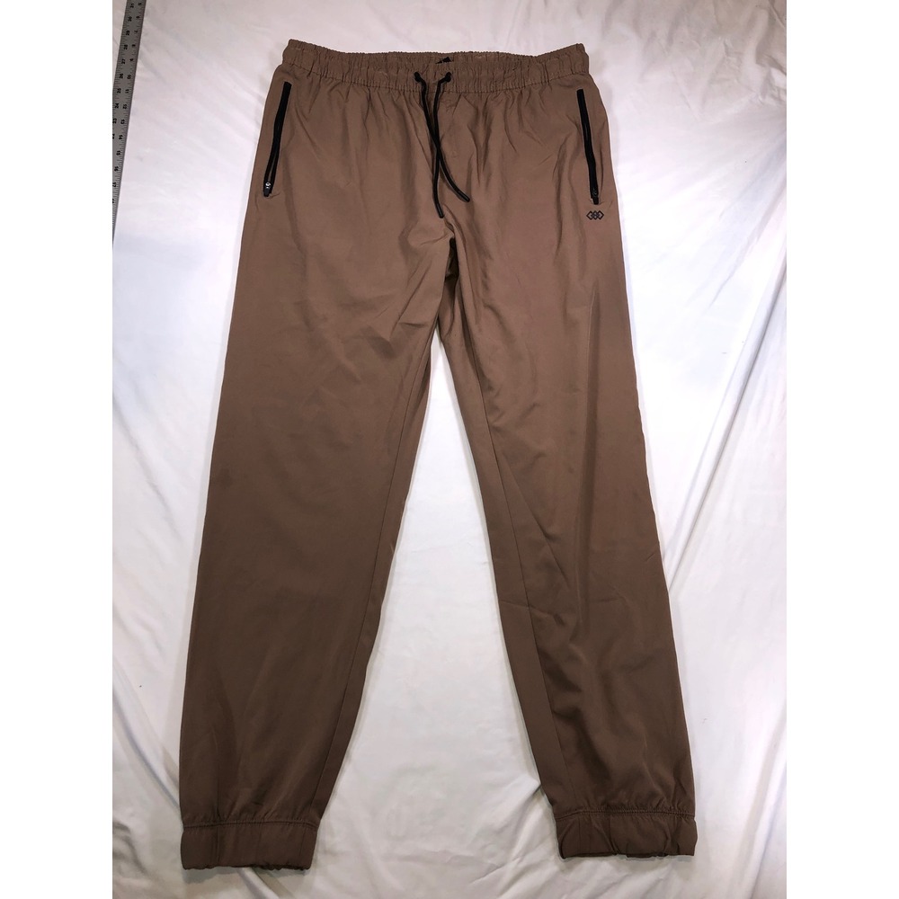 LEG3ND Mens XL Brown Zipper Pocket Jogger Pants Elastic Waist Athletic Tapered